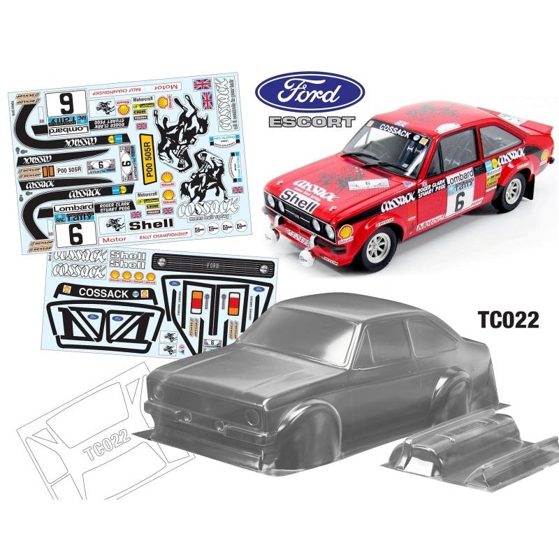 Team C TC022-COS 1/10 Ford Escort MK2 W/3D Rally Spotlights 190mm Cossack Decal Sheet