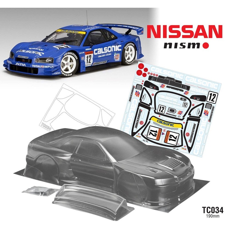 Team C TC034-C 1/10 Nissan R34 GTR 190mm Wide WB258 with Clasonics Decal Sheet