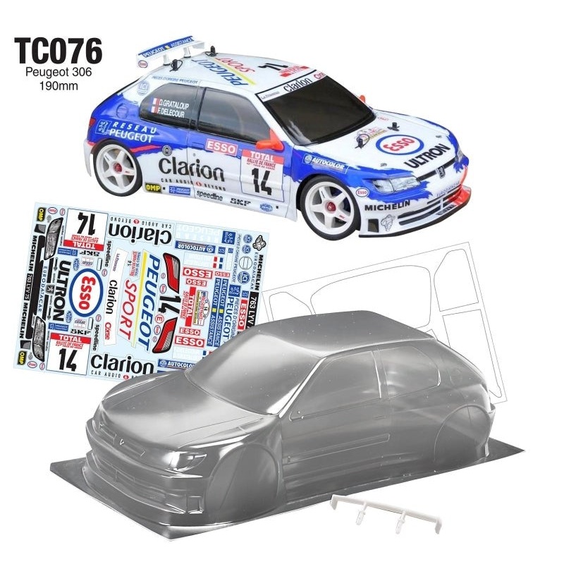 Team C TC076 1/10 PEUGEOT 306 WRC W/3D WING 190mm