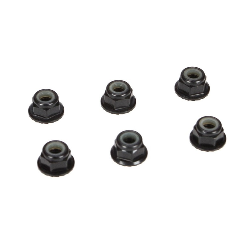 TLR LOSI TLR336000 4mm Aluminum Serrated Lock Nuts Black (6)