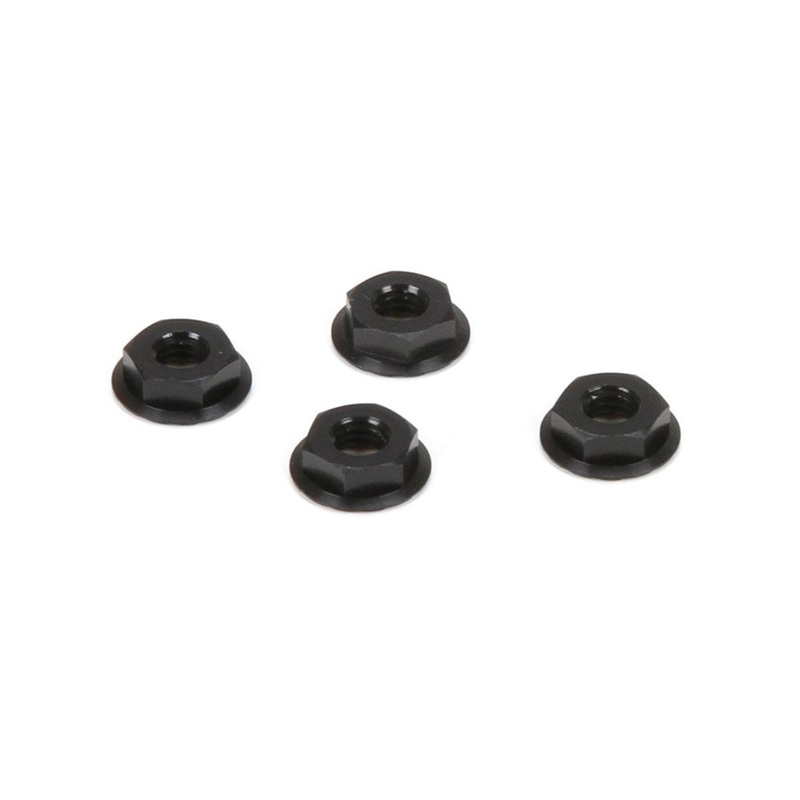 TLR LOSI TLR336003 M4 Aluminum Serrated Nuts Low Profile Black (4)