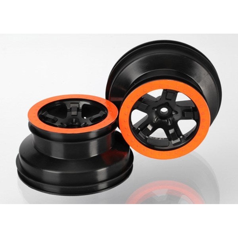 Traxxas 5868X – Wheels Sct Black Orange Beadlock Style Dual Profile (2.2 outer 3.0 inner) (4WD f/r 2WD rear) (2)