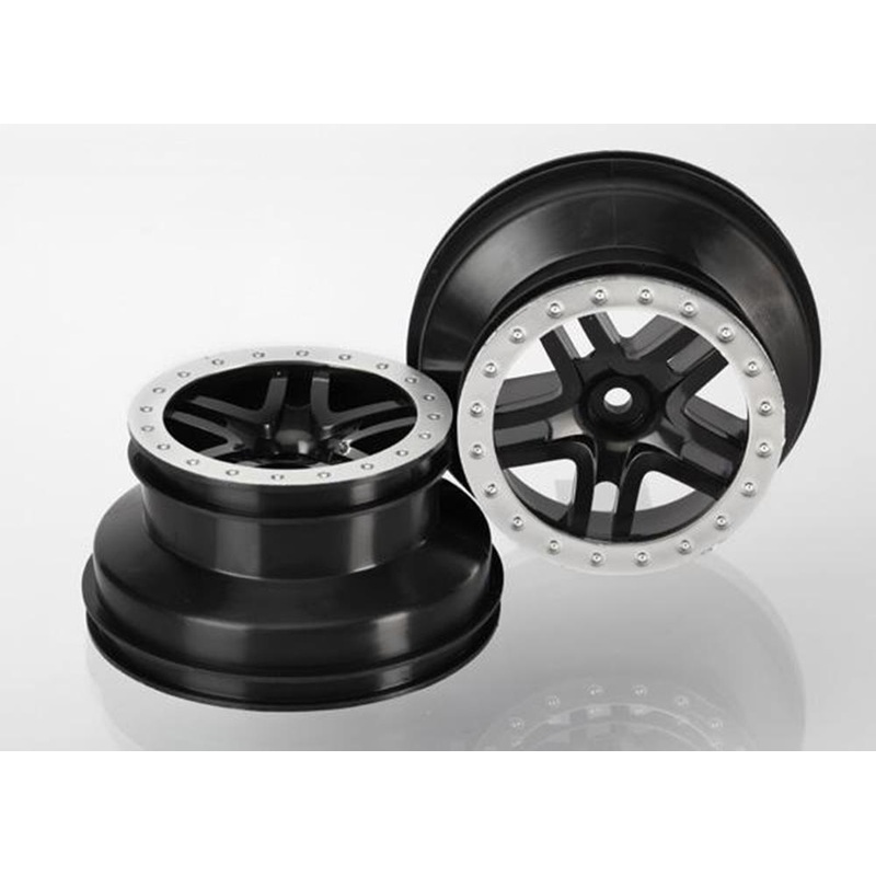 Traxxas 5884 – Wheels Sct Split-Spoke Black Satin Chrome Beadlock Style Dual Profile (2)