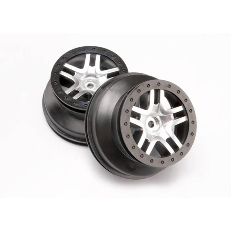 Traxxas 6872 – Sct Split-Spoke Satin Chrome Black Beadlock Style Dual Profile