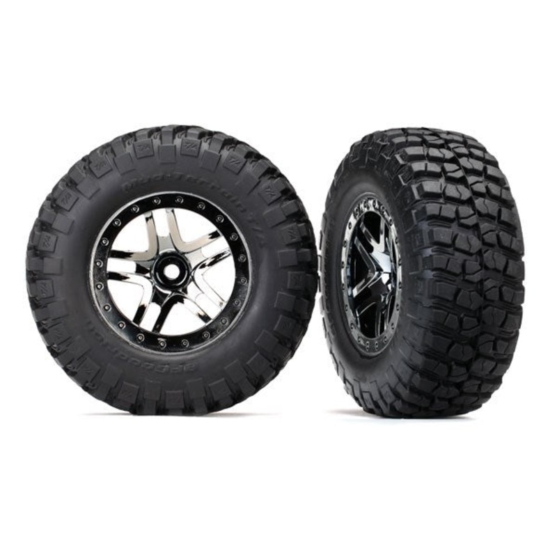 Traxxas 6873T SCT Split-Spoke black chrome beadlock style wheels BFGoodrich Mud-Terrain