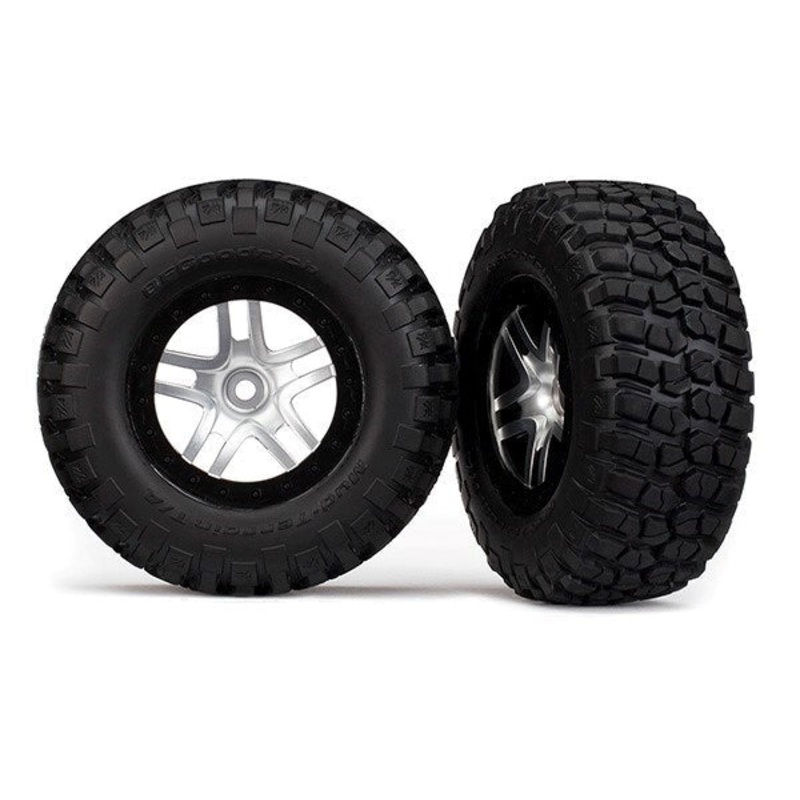 Traxxas 6873X – Tires & wheels assembled glued SCT chrome black beadlock (2) (4WD f/r 2WD rear)