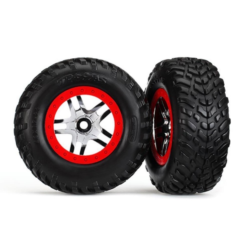 Traxxas 6891R – Chrome Red Beadlock Style Wheels (2)