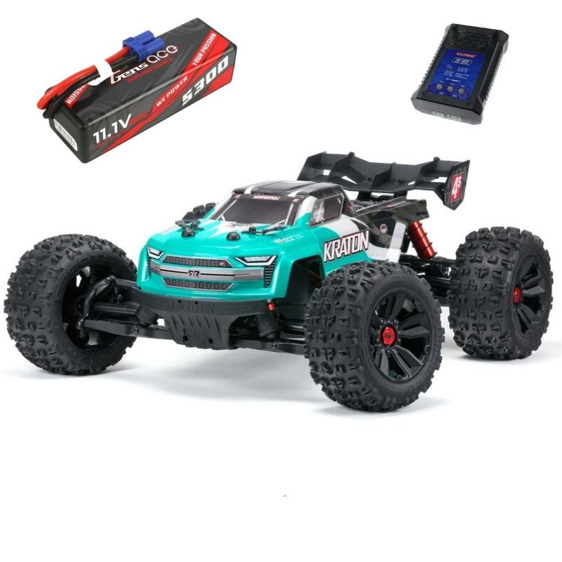 ARRMA ARA4408V2T1 KRATON 4X4 4S BLX 1/10 Speed MT Teal/Black + GT Power B3 + Gens Ace 5300mAh 3S 11.1v 60C