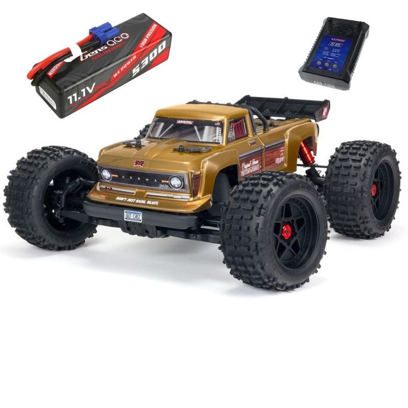 ARRMA ARA4410V2T1 OUTCAST 4X4 4S BLX 1/10 Stunt Truck Bronze + GT Power B3 + Gens Ace 5300mAh 3S 11.1v 60C