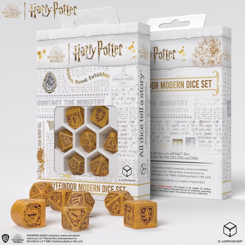 Q Workshop 190142/2023/1/B Harry Potter. Gryffindor Modern Dice Set Gold