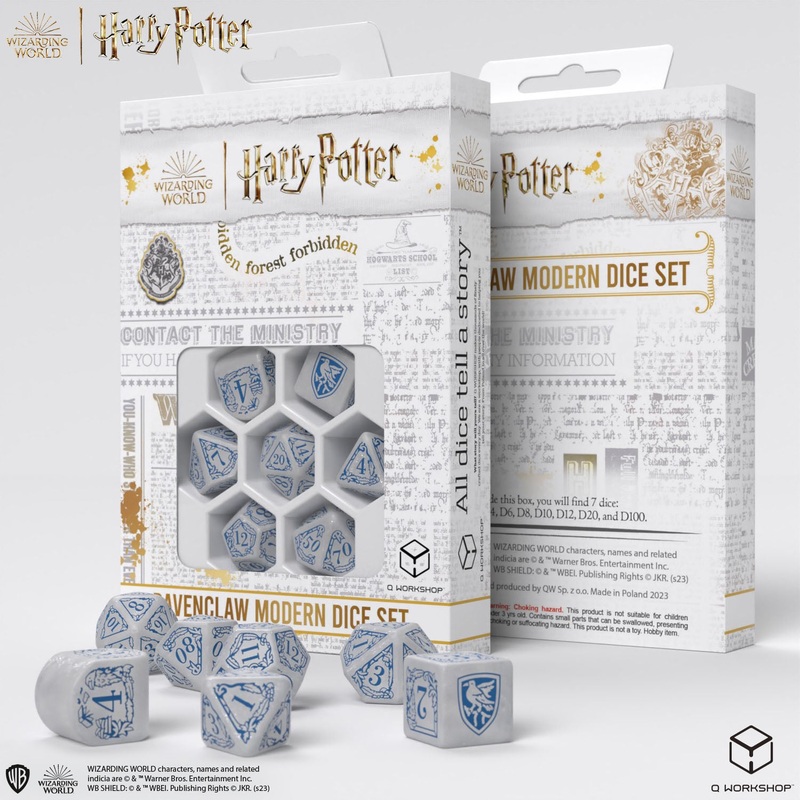 Q Workshop 190142/2023/3/B Harry Potter. Ravenclaw Modern Dice Set White