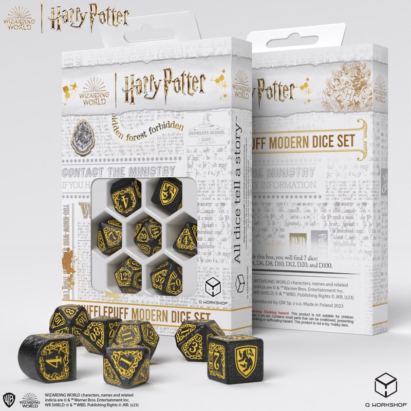 Q Workshop 190142/2023/4/A Harry Potter. Hufflepuff Modern Dice Set Black