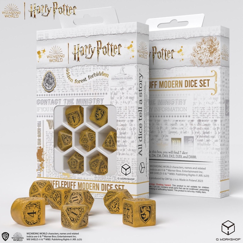 Q Workshop 190142/2023/4/B Harry Potter. Hufflepuff Modern Dice Set Yellow