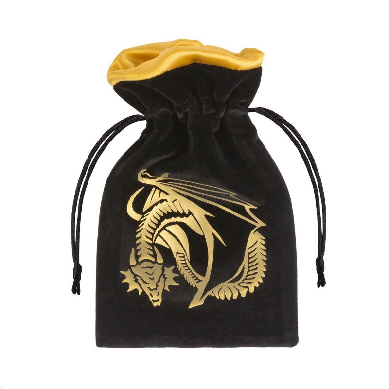 Q Workshop BDRA201 Dragon Black & golden Velour Dice Bag