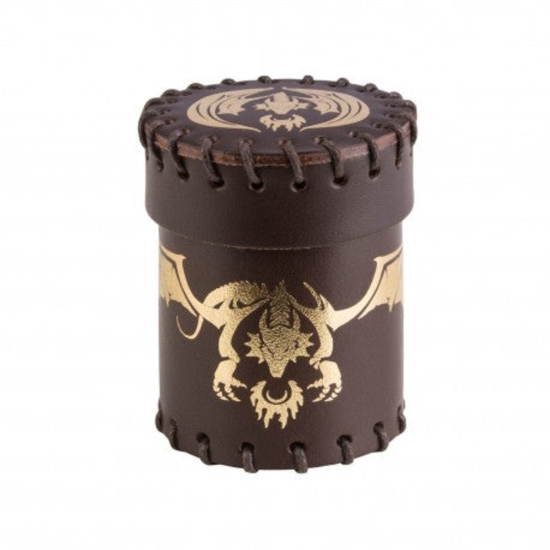 Q Workshop CFDR102 Flying Dragon Brown & golden Leather Dice Cup
