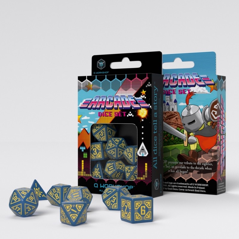 Q Workshop SARC01 Arcade Blue & yellow Dice Set