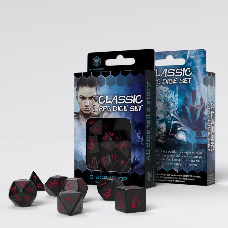 Q Workshop SCLE06 Classic RPG Black & red Dice Set