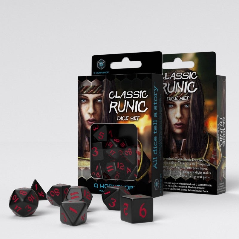 Q Workshop SCLR01 Classic Runic Black & red Dice Set