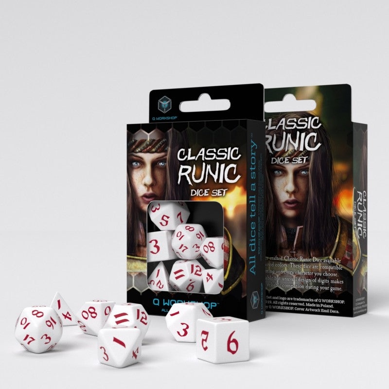 Q Workshop SCLR04 Classic Runic White & red Dice Set