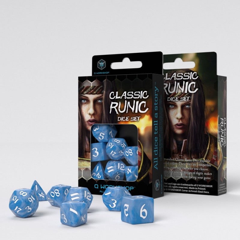 Q Workshop SCLR05 Classic Runic Glacier & white Dice Set