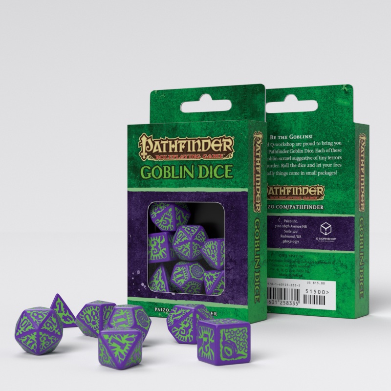 Q Workshop SPAT18 Pathfinder Goblin Purple & green Dice Set