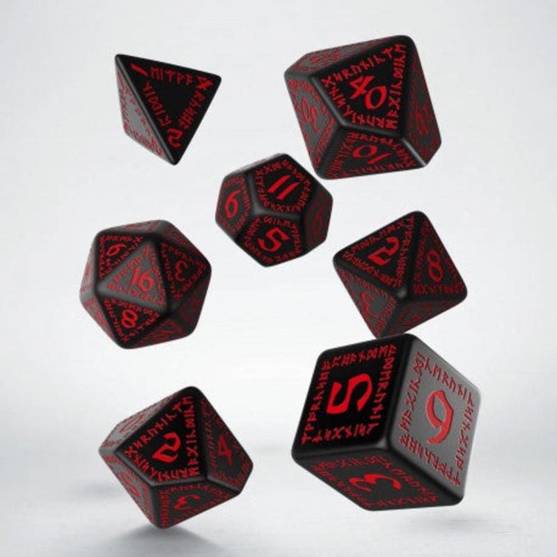 Q Workshop SRUN06 Runic Black & red Dice Set