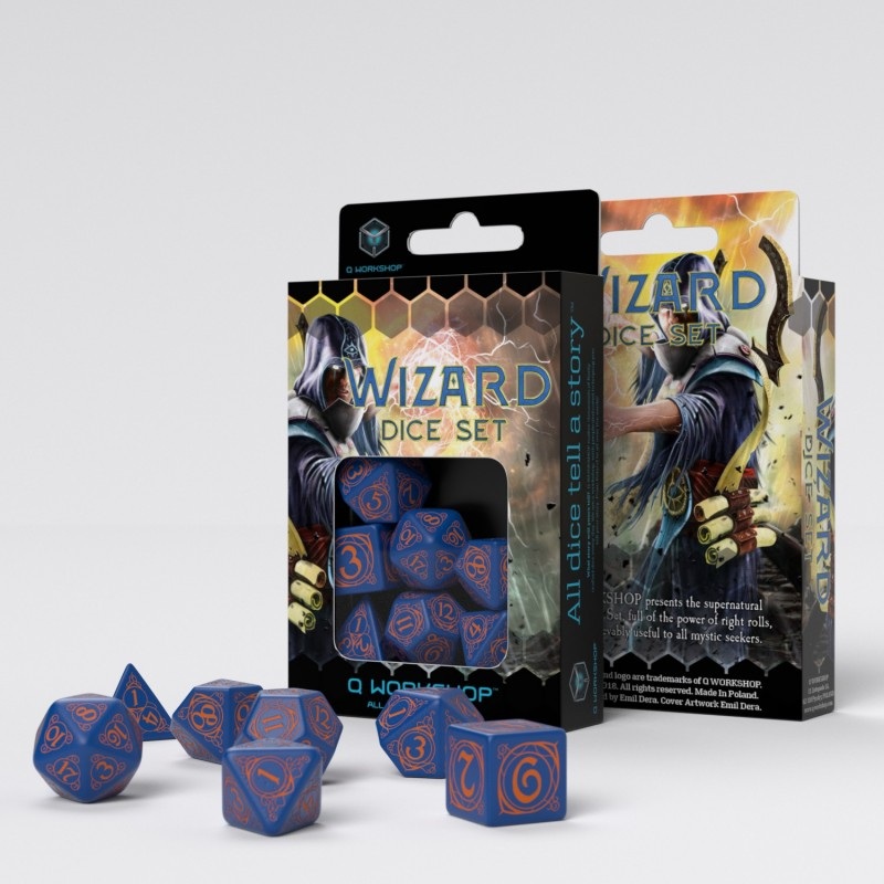 Q Workshop SWIZ01 Wizard Dark-blue & orange Dice Set