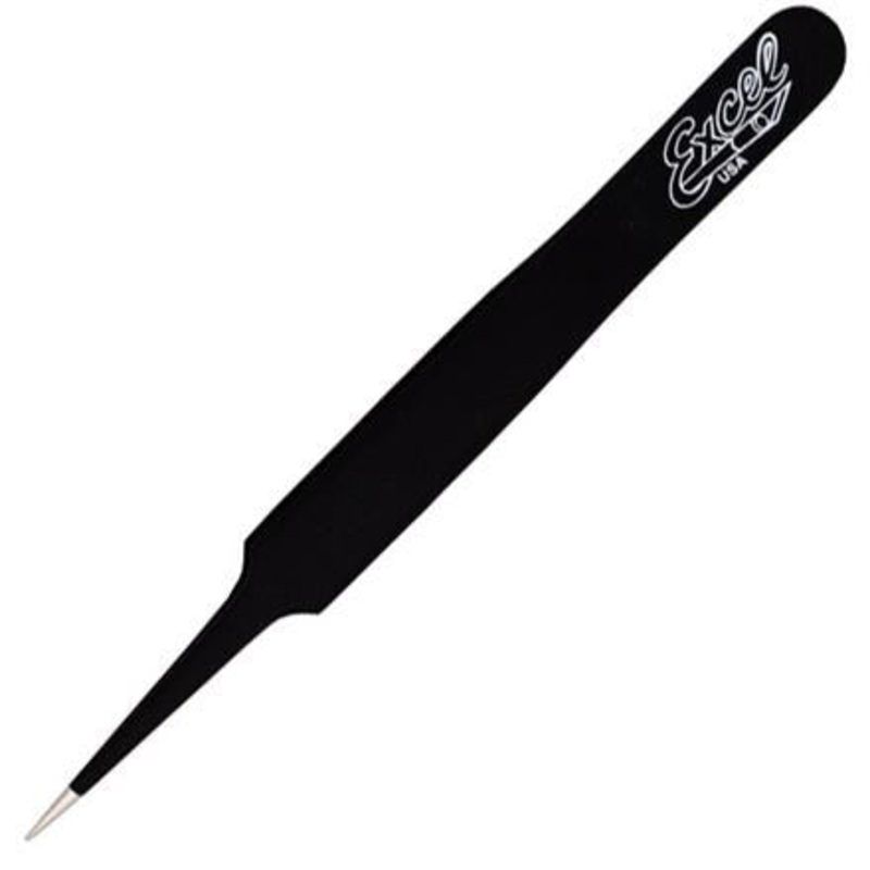 Excel Tools 30421 4.5 Straight Point Tweezer Bl