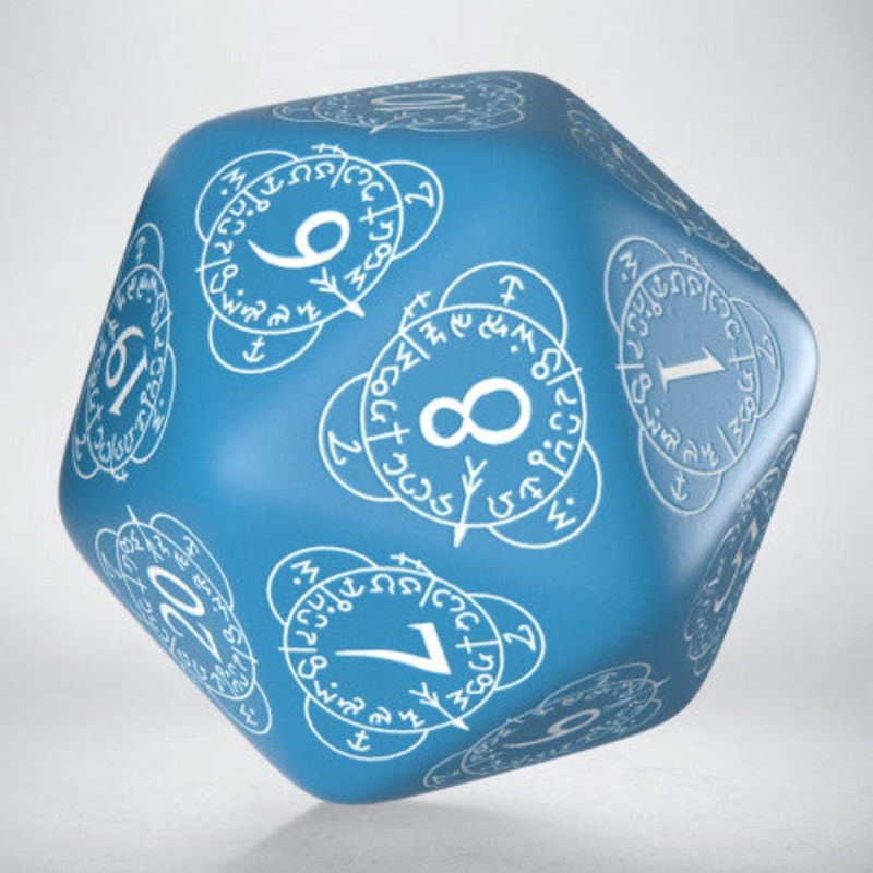 Q Workshop 20LEV06 D20 Level Counter Blue & white Die