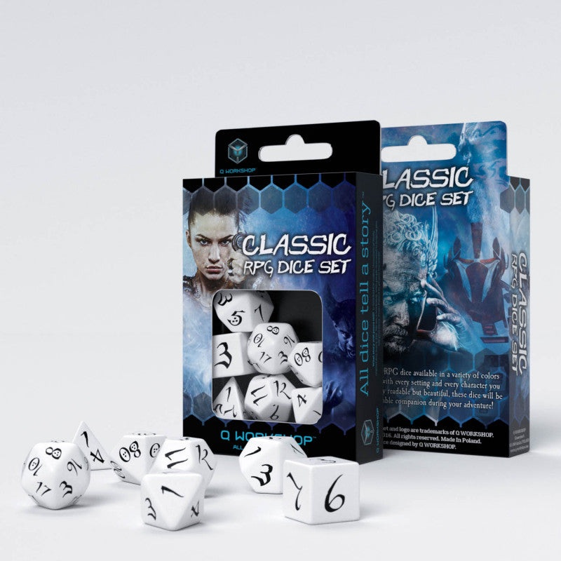 Q Workshop SCLE02 Classic RPG White & black Dice Set
