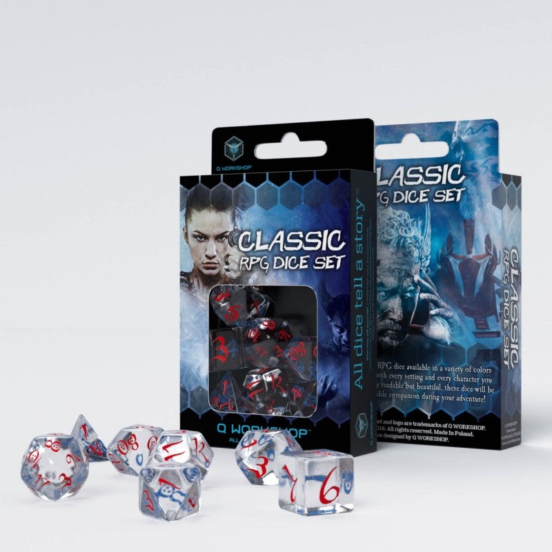 Q Workshop SCLE03 Classic RPG Translucent & blue-red Dice Set