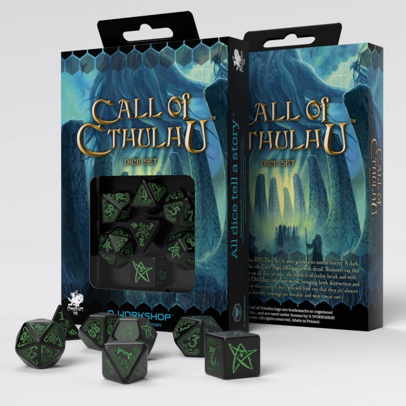 Q Workshop SCTH02 Call of Cthulhu Black & green Dice Set