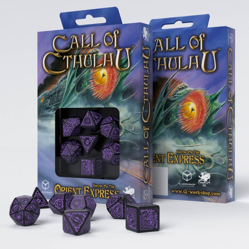 Q Workshop SCTO05 COC Horror on the Orient Express Black & purple Dice Set
