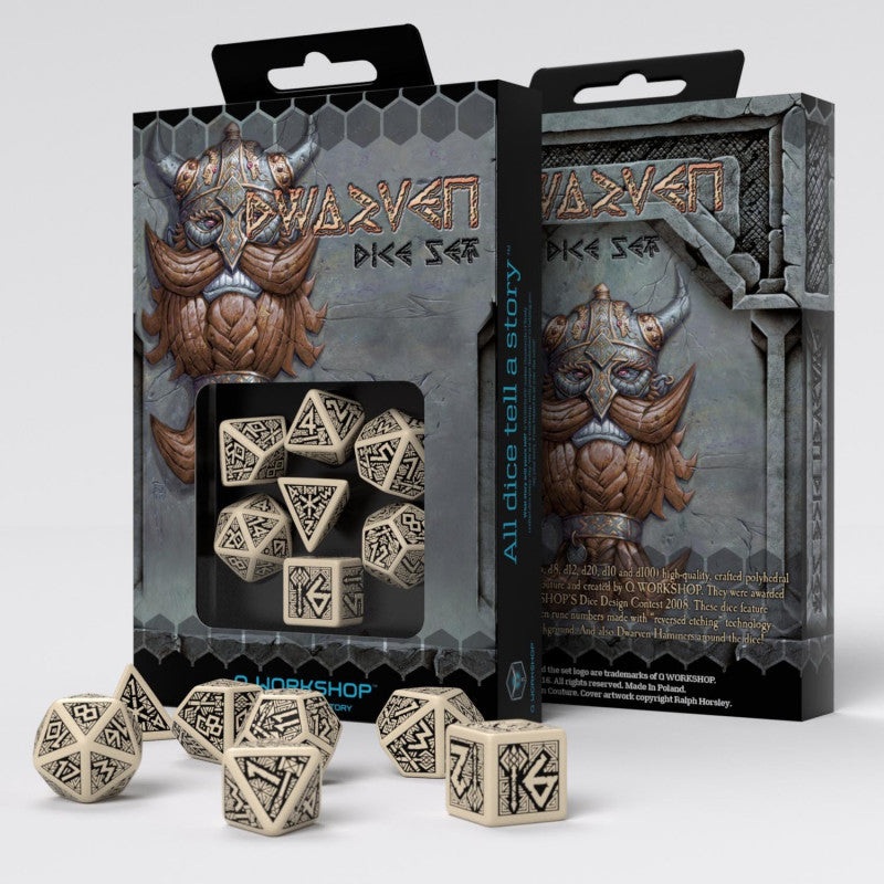 Q Workshop SDWA01 Dwarven Beige & black Dice Set