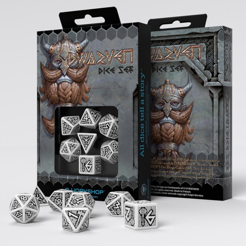 Q Workshop SDWA02 Dwarven White & black Dice Set