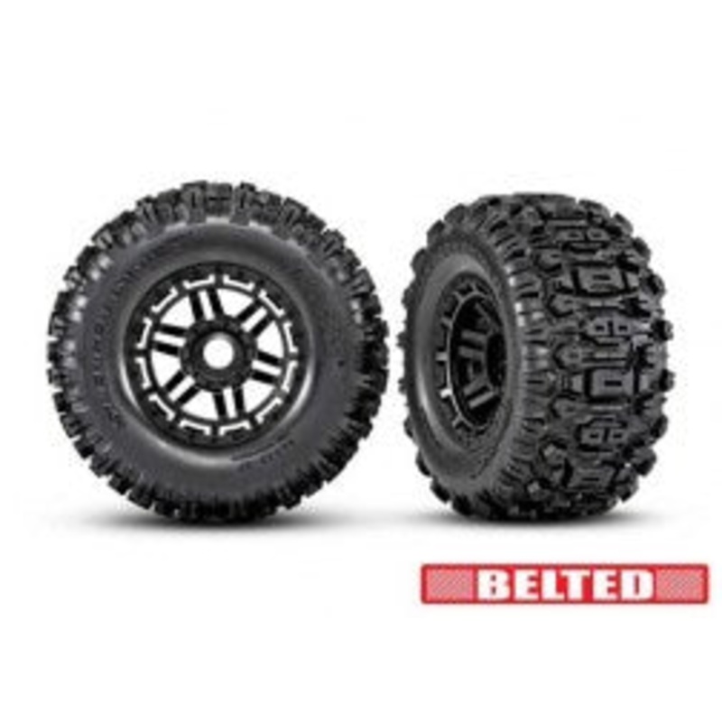 Traxxas 8979 T&W BLK WHL W/SLEDGEHMR AT TIRE
