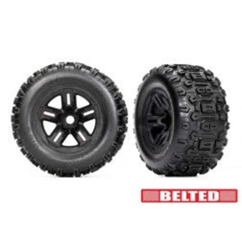 Traxxas 9573 T&W 3.8 BLK WHL W/SLDGEHMR TIRE