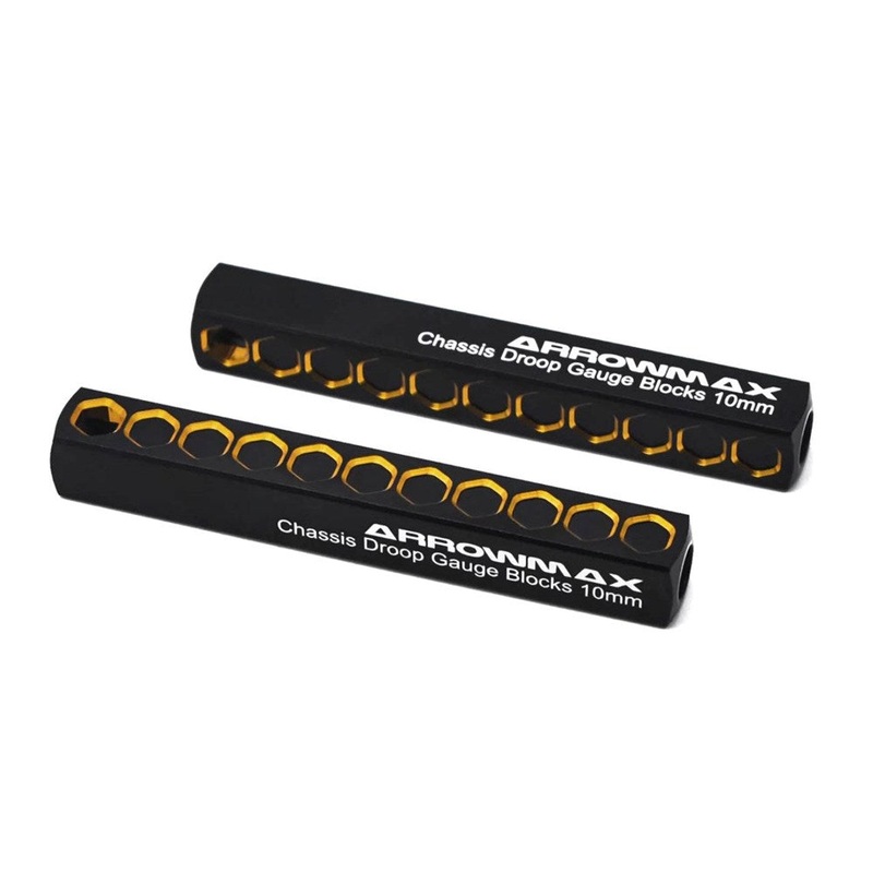 Arrowmax AM-171054 Chassis Droop Gauge Support Blocks 10mm For 1/10 Black Golden (2)