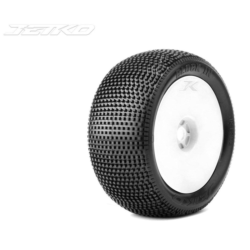 Jetko JKO1002DWUSG BLOCK IN: 1/8Buggy/Dish/White Rim/Ultra Soft/Glued