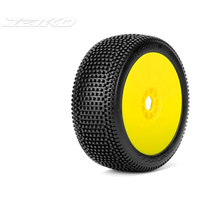 Jetko JKO1002DYSSG BLOCK IN: 1/8Buggy/Dish/Yellow Rim/Super Soft/Glued