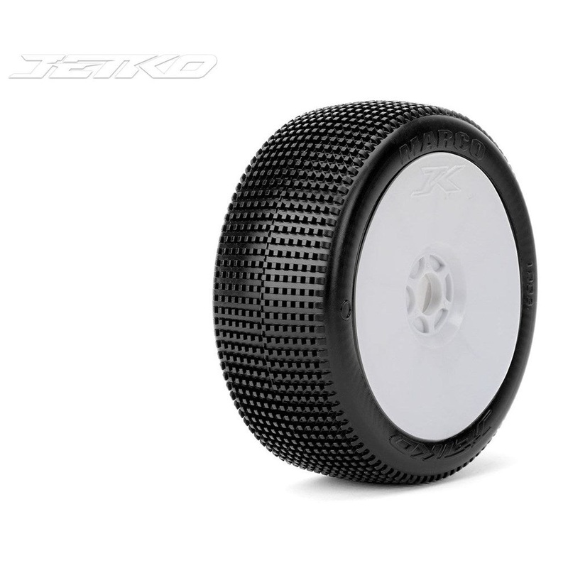 Jetko JKO1003DWSSG MARCO: 1/8 Buggy/Dish/White Rim/Super Soft/Glued Pair