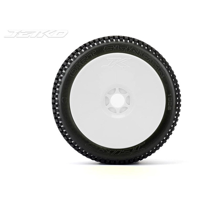 Jetko JKO1005DWSSG DIRT SLINGER: 1/8 Buggy/Dish/White Rim/Super Soft/Glued Pair