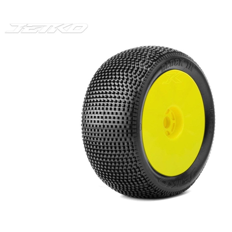 Jetko JKO1202DYSSG BLOCK IN: 1/8Truggy/Dish/Yellow Rim/Super Soft/Glued