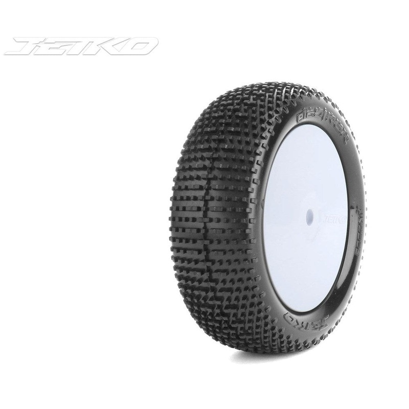 Jetko JKO2008DWUSG 1/10 Buggy 2WD Front-DESIRER/Dish/White Rim/Ultra Soft/Glued Pair