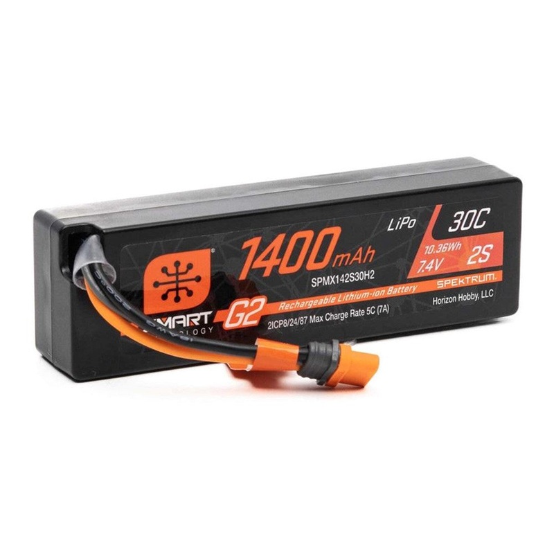 Spektrum SPMX142S30H2 1400mAh 2S 7.4V Smart G2 30C LiPo; IC2 Connector Granite Grom
