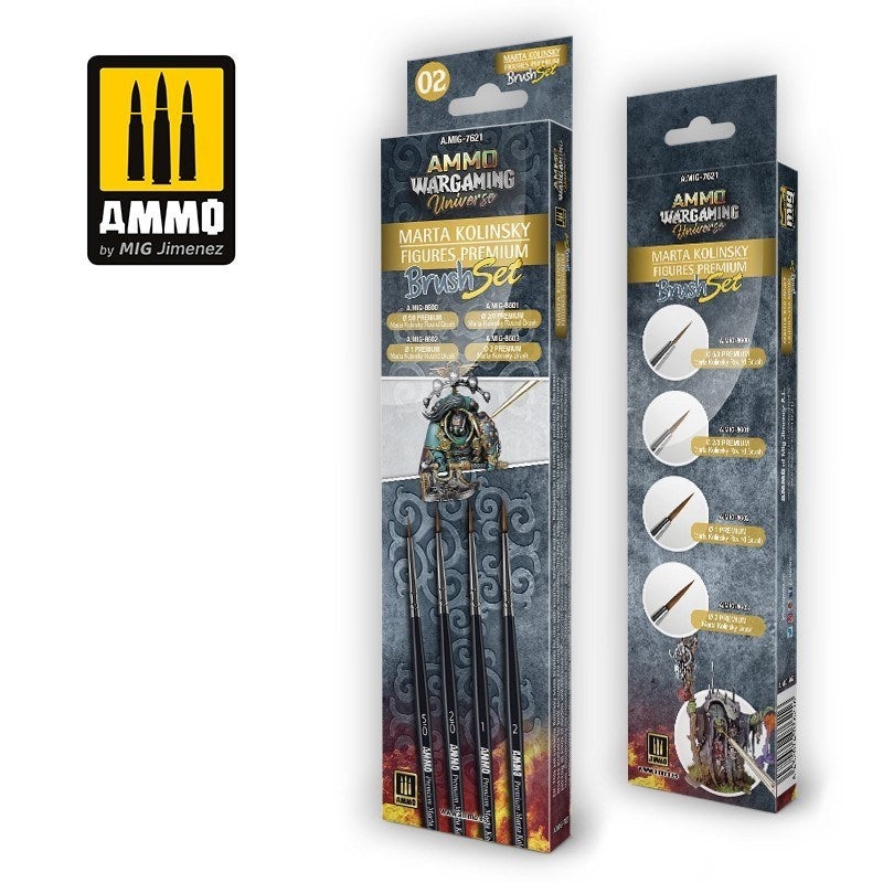 AMMO by Mig Jimenez A.MIG-7621 Wargamming Universe Marta Kolinsky Figures Premium Brush Set