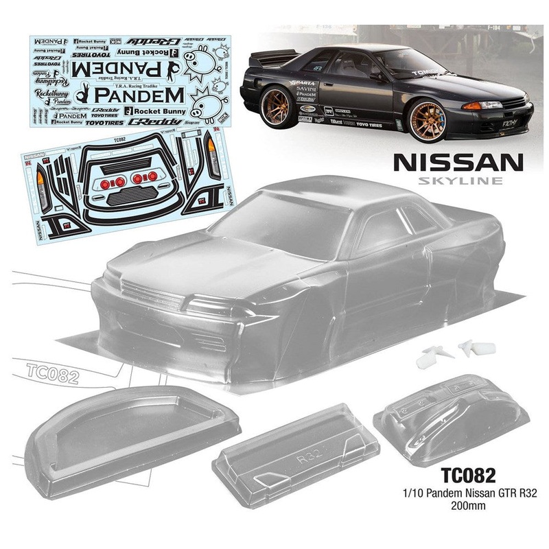 Team C TC082 TC082 1/10 Nissan R32 GTR 200mm Wide WB 258mm with R32 Pandem Decal Sheet
