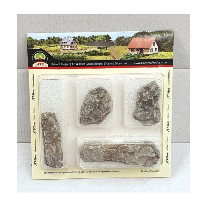 JTT Scenery 95351 Pre-Painted Rocks: Surface Rocks – 4pk