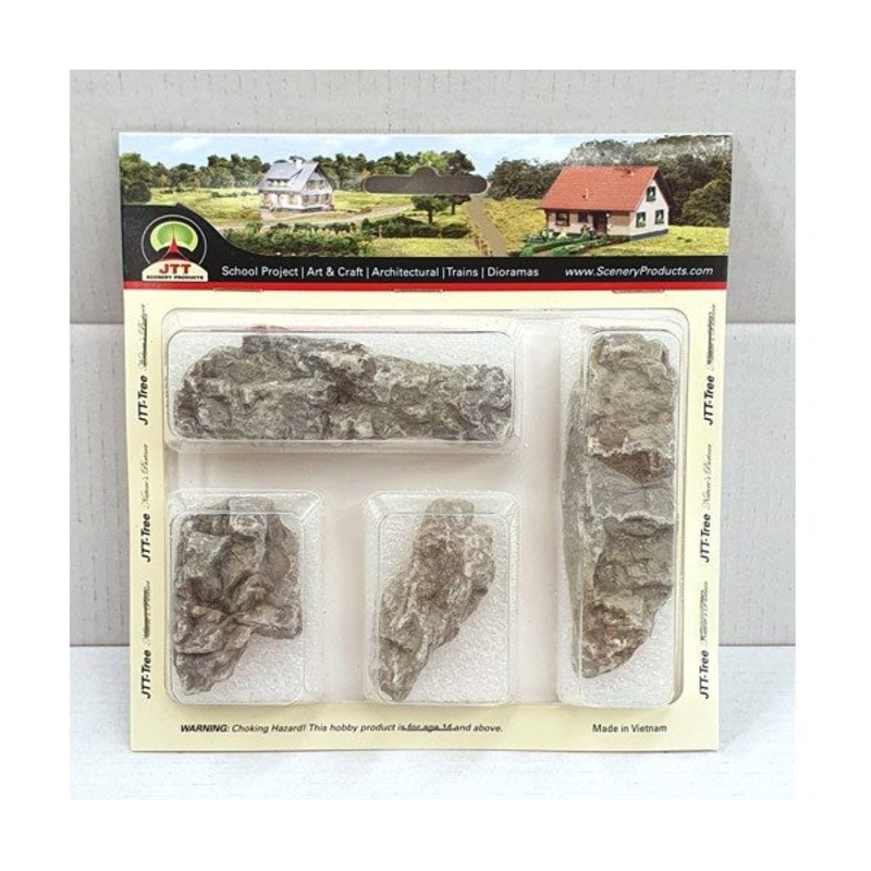 JTT Scenery 95352 Pre-Painted Rocks: Outcroppings – 4pk