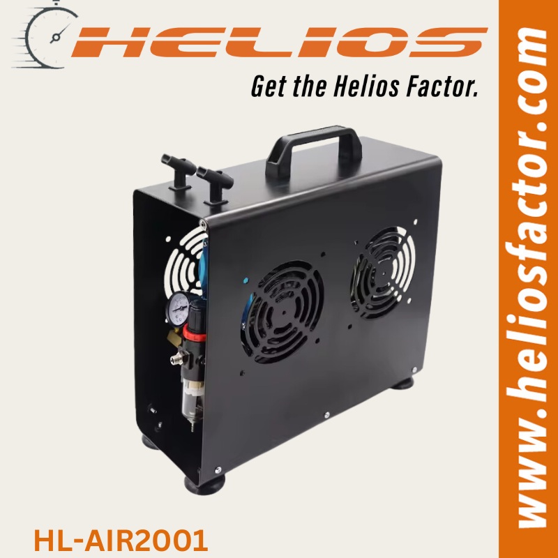 Helios – Airbrush Compressor Twin Cylinder with Tank and Cover